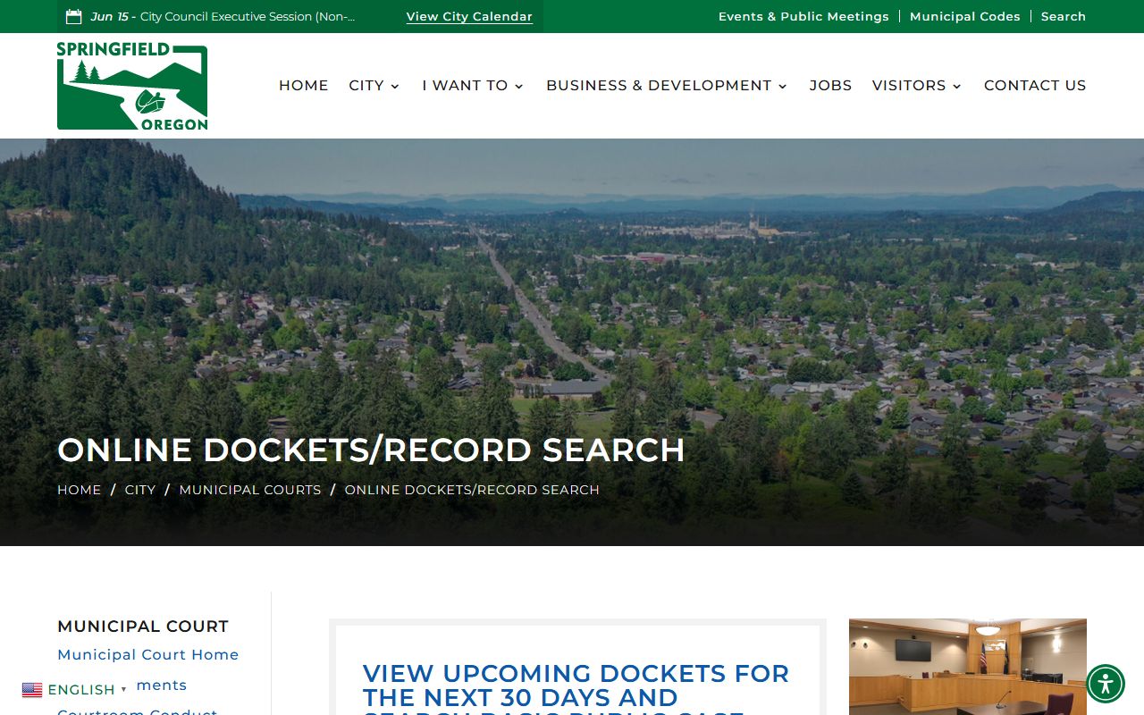 Lane County court dockets Springfield Municipal Court online docket search