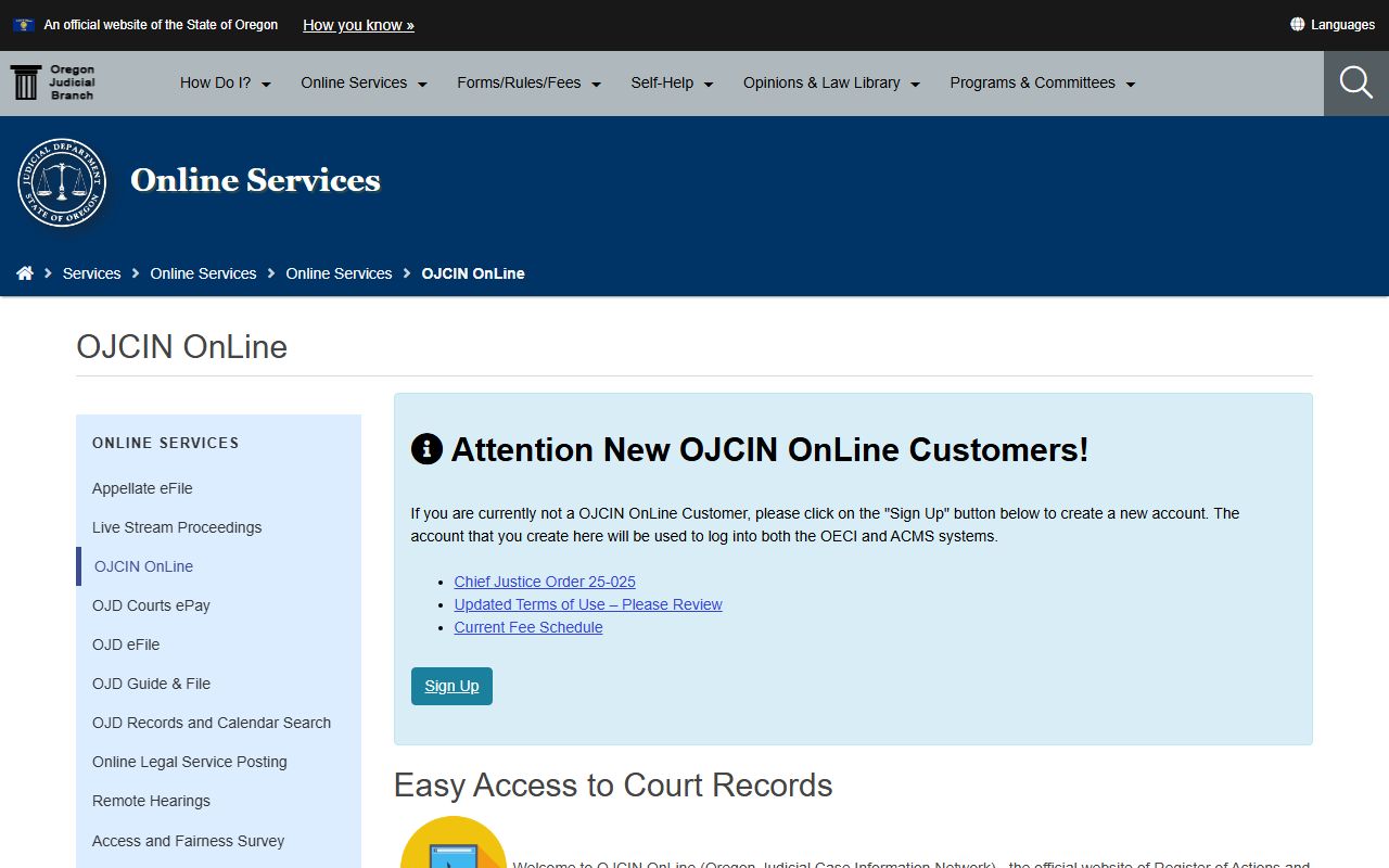 Lane County court records OJCIN Online subscription access