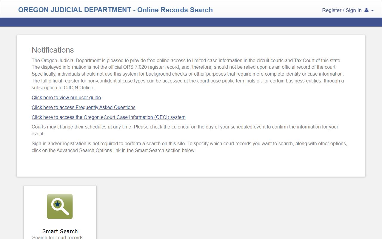 Lane County court records OJD Online Records Search portal
